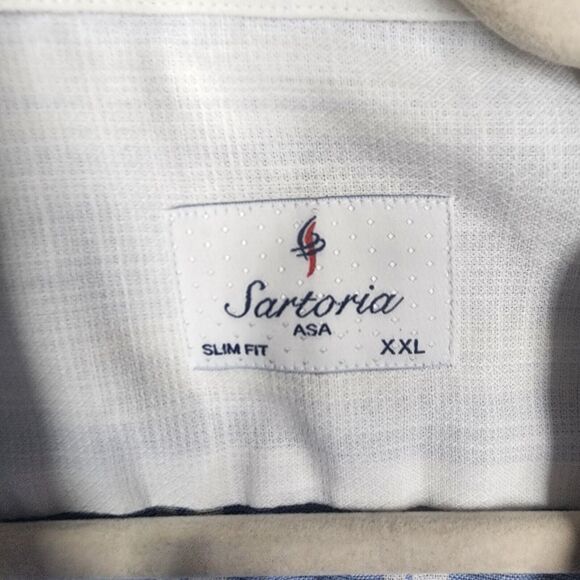 Sartoria ASA Men Button-Up Slim Fit XXL Blue Striped 100% Linen - Picture 2 of 11